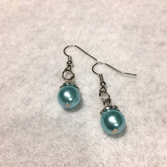 Jewelry - Aqua Blue Faux Pearl Earrings
